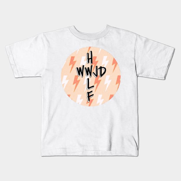 wwjd x hwlf circle Kids T-Shirt by mansinone3